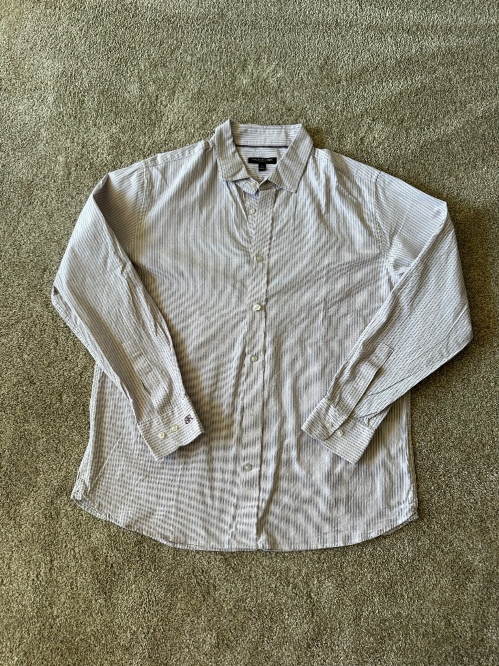 Banana Republic Slim Fit Light Purple Striped Button Up Shirt Mens XL